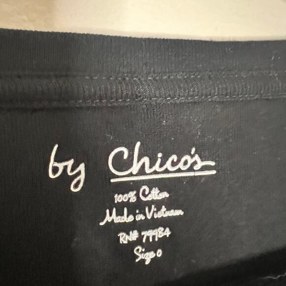 By Chico's women's long sleeve black vneck everyday tee shirt Size 0 S Small/4 - Picture 3 of 4